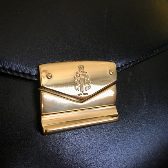 *hp* Vtg Mark Cross 1990s Black Leather Bag Purse - Picture 8 of 16